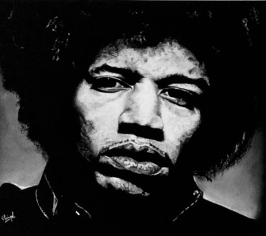 Drawing titled "Jimi Hendrix - Pers…" by Olivier Pringal, Original Artwork, Chalk