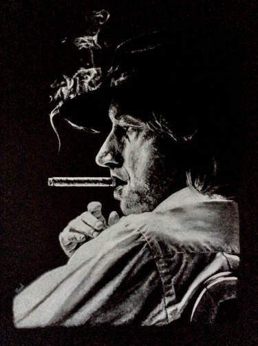 Dessin intitulée "Man & cigare" par Olivier Pringal, Œuvre d'art originale, Craie