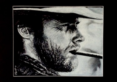 Drawing titled "C. Eastwood - Perso…" by Olivier Pringal, Original Artwork, Chalk