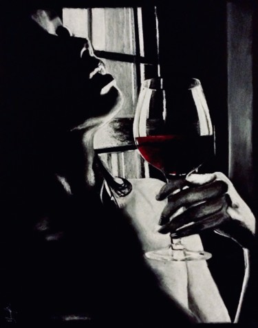 Drawing titled "Women & wine 4" by Olivier Pringal, Original Artwork, Chalk