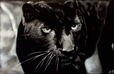 Zeichnungen mit dem Titel "Black Panther" von Olivier Pringal, Original-Kunstwerk, Kreide