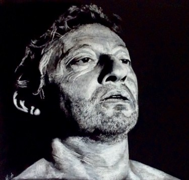 Drawing titled "S.GAINSBOURG" by Olivier Pringal, Original Artwork, Chalk