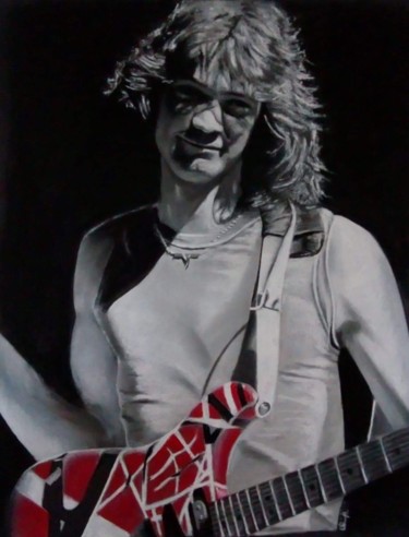 Dibujo titulada "E.Van Halen" por Olivier Pringal, Obra de arte original, Pastel
