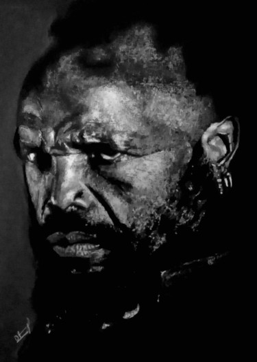 Drawing titled "Mr T" by Olivier Pringal, Original Artwork, Pastel Mounted on Wood Stretcher frame