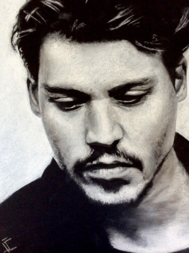 Рисунок под названием "Johnny Depp" - Olivier Pringal, Подлинное произведение искусства, Пастель Установлен на Деревянная ра…