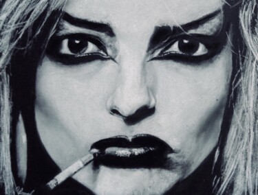 Drawing titled "NINA HAGEN REGARD" by Olivier Pringal, Original Artwork, Pastel Mounted on Wood Panel