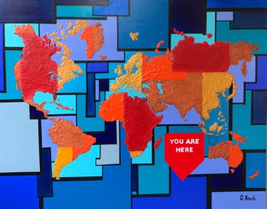 Painting titled "You are here / World" by Olivier Rech, Original Artwork, Acrylic