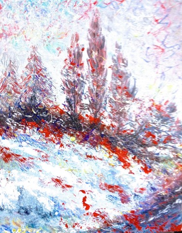 Peinture intitulée ""Petit paysage d'hi…" par Olivier Rilliet, Œuvre d'art originale, Huile