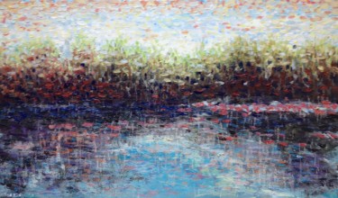 Peinture intitulée "Fleuve et paysage -…" par Olivier Rilliet, Œuvre d'art originale, Huile