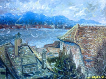 Peinture intitulée "Le village de Saint…" par Olivier Rilliet, Œuvre d'art originale, Huile
