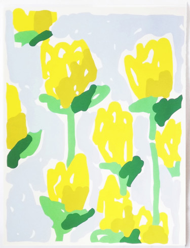 Gravures & estampes intitulée "Tulipes Olivier Roc…" par Olivier Rocheau, Œuvre d'art originale, Linogravures