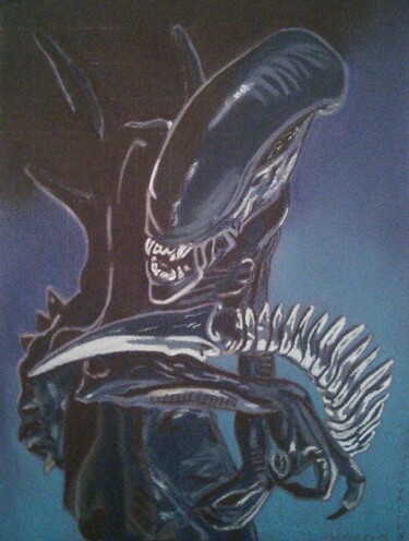 Dibujo titulada "Alien" por Olivier Valèry, Obra de arte original, Pastel