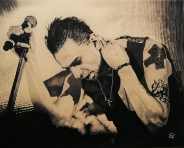 Drawing titled "Dave Gahan" by Olivier Valèry, Original Artwork, Pastel Mounted on Glass