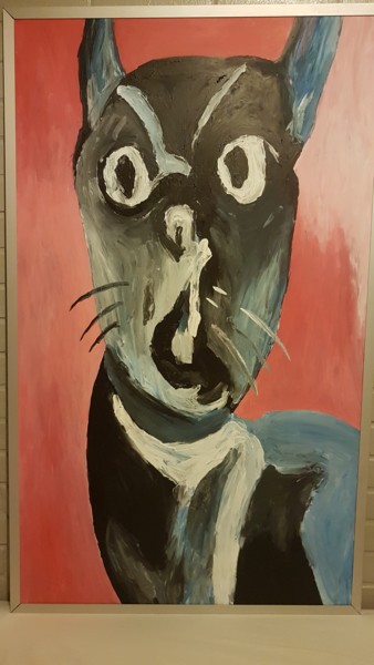 Painting titled "15 aout     miaou" by Olivier Vandecastele, Original Artwork, Acrylic