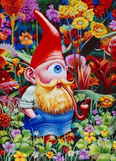 Peinture intitulée "Nain de jardin" par Olivier Zappelli (oz), Œuvre d'art originale