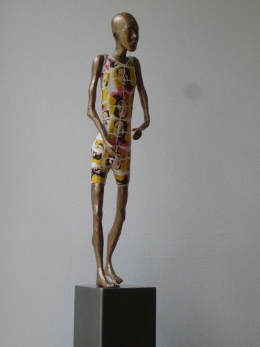 Scultura intitolato "OsCar "Warhol",bron…" da Olivier Chalmin, Opera d'arte originale, Metalli