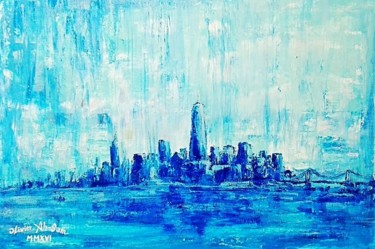 Painting titled "NYC rain" by Olivier Ah-Sam, Original Artwork, Acrylic