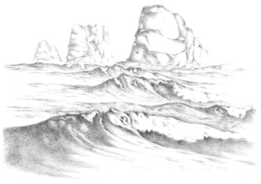 Drawing titled "Les mers du souffle" by Olivier Charlot, Original Artwork, Pencil