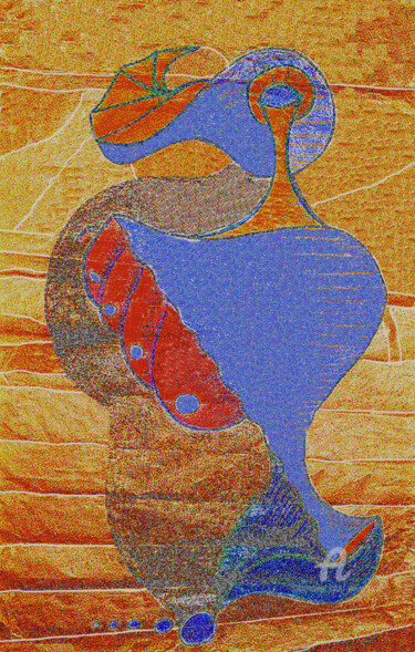 「Mouvement 7」というタイトルの描画 Olivier Dayotによって, オリジナルのアートワーク, チョーク