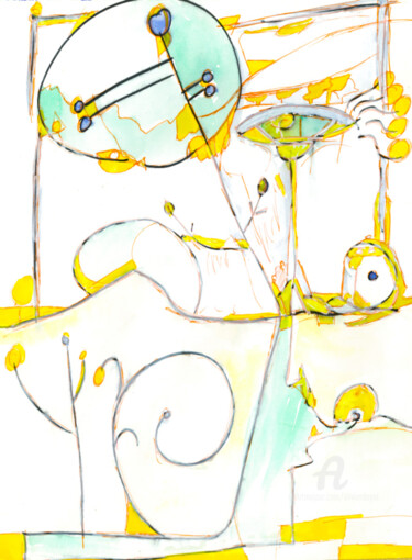 Картина под названием "Esquisse du Temps" - Olivier Dayot, Подлинное произведение искусства, Акварель
