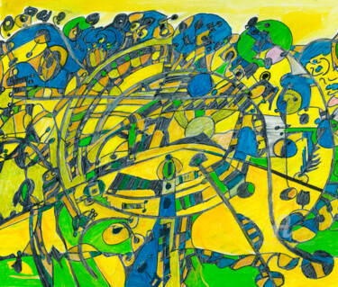 Desenho intitulada "Assis sur la Plage…" por Olivier Dayot, Obras de arte originais, Canetac de aerossol