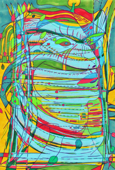 Dessin intitulée "Utopie de la Pensée…" par Olivier Dayot, Œuvre d'art originale, Crayon