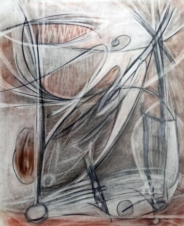 Drawing titled "Abstraction 1" by Olivier Dayot, Original Artwork, Charcoal