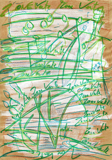 Zeichnungen mit dem Titel "Zone verte 2" von Olivier Dayot, Original-Kunstwerk, Acryl