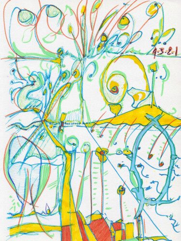 Dessin intitulée "La pierre 9" par Olivier Dayot, Œuvre d'art originale, Crayon