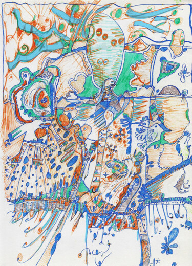 Рисунок под названием "La pierre 5" - Olivier Dayot, Подлинное произведение искусства, Карандаш