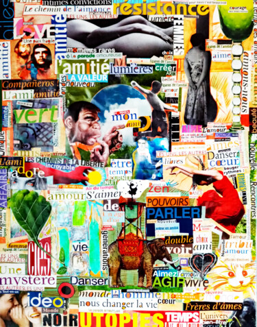 Коллажи под названием "Collage 4 - Liberté" - Olivier Dayot, Подлинное произведение искусства, Коллажи