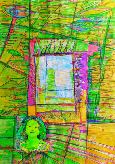 Peinture intitulée "Jeune fille verte" par Olivier Dayot, Œuvre d'art originale, Acrylique