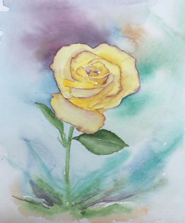 Peinture intitulée "Rose exquise.jpeg" par Olivier Follin, Œuvre d'art originale, Aquarelle