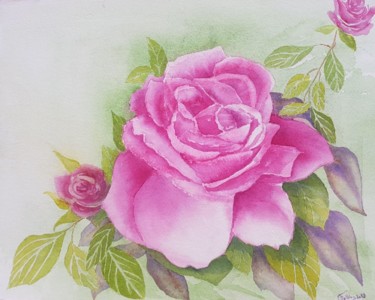 Peinture intitulée "La Rose.jpeg" par Olivier Follin, Œuvre d'art originale, Aquarelle