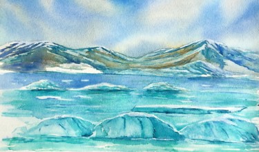 Peinture intitulée "Icebergs.jpeg" par Olivier Follin, Œuvre d'art originale, Aquarelle