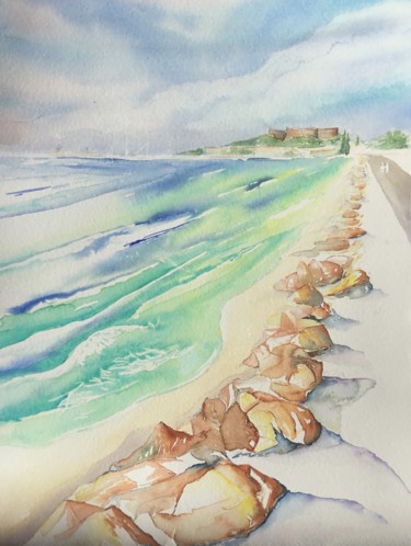 Painting titled "En route vers le Fo…" by Olivier Follin, Original Artwork, Watercolor