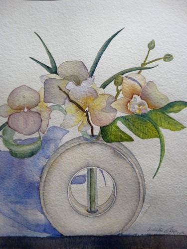 Painting titled "Orchidée.jpg" by Olivier Follin, Original Artwork, Watercolor