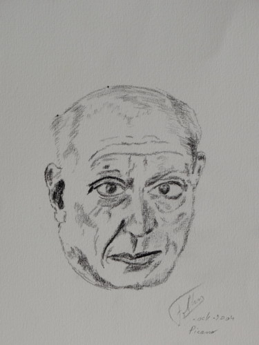 Dessin intitulée "Esquisse de Picasso…" par Olivier Follin, Œuvre d'art originale, Graphite