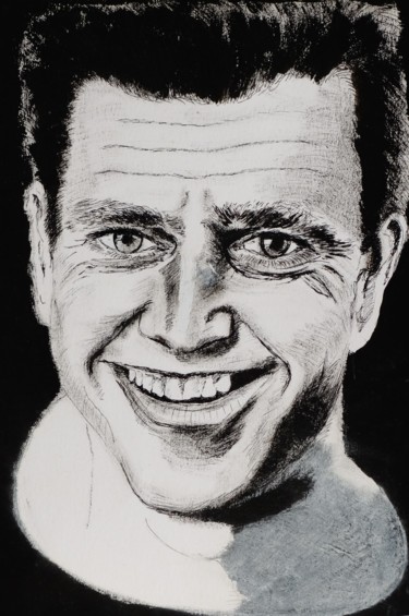 Drawing titled "Mel Gibson.jpg" by Olivier Follin, Original Artwork, Ink