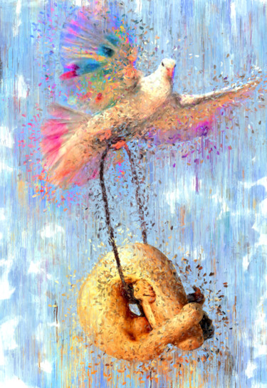 Arts numériques intitulée "Metamorphosis_ Bird…" par Olivier Gilet, Œuvre d'art originale, Peinture numérique