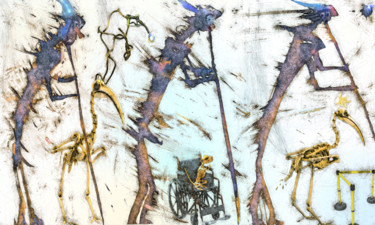 Arts numériques intitulée "3 shepherds 3 berge…" par Olivier Gilet, Œuvre d'art originale, Peinture numérique