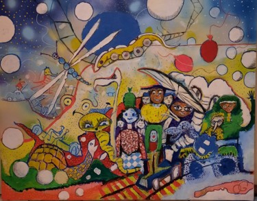 Peinture intitulée "La famille s amuse" par Olivier Gourion, Œuvre d'art originale, Acrylique