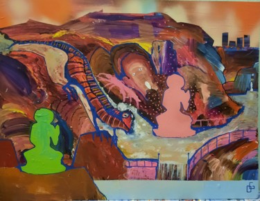 Malerei mit dem Titel "L eau et la montagne" von Olivier Gourion, Original-Kunstwerk, Acryl