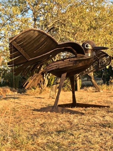 Scultura intitolato "Bran le Corbeau" da Olivier, Opera d'arte originale, Metalli