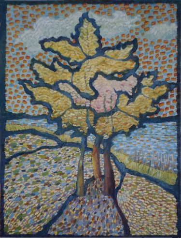 Painting titled "les 3 arbres" by Olivier Le Gac, Original Artwork, Oil