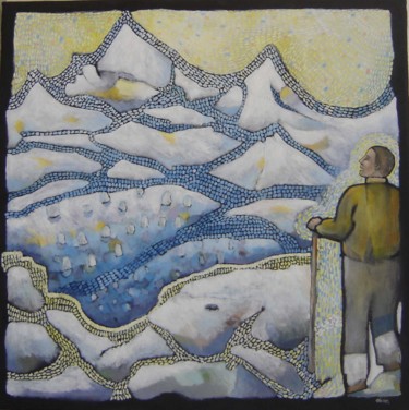 Painting titled "montagne" by Olivier Le Gac, Original Artwork, Oil
