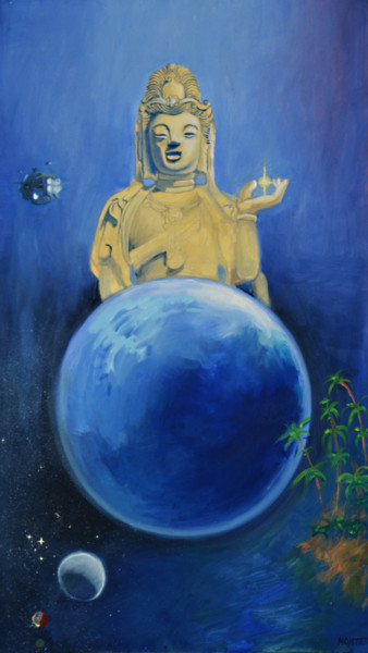Pittura intitolato "Bienveillance cosmi…" da Olivier Montes, Opera d'arte originale, Olio