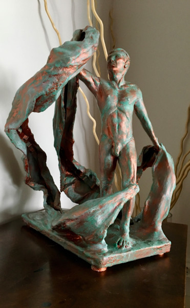 Sculpture titled "Homme en marche et…" by Olivier Rose, Original Artwork, Plaster