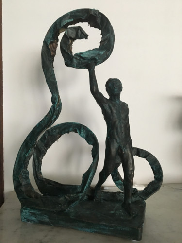 Escultura titulada "Homme en marche et…" por Olivier Rose, Obra de arte original, Yeso