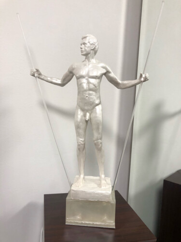 Escultura titulada ""Homme aux Flambeau…" por Olivier Rose, Obra de arte original, Arcilla polimérica